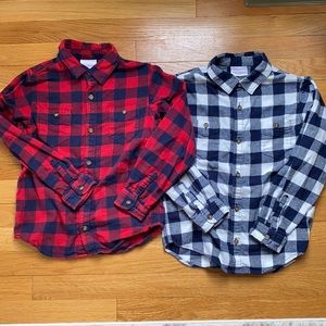 2 flannel Hannah Andersson button downs 6-7 year